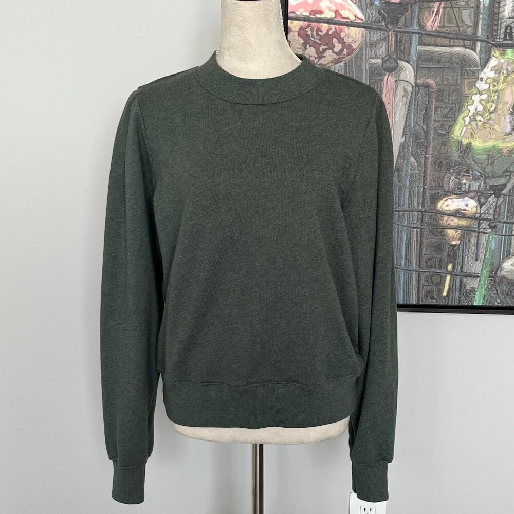 Michael Stars Pine Green Poof Sleeve Sweatshirt L